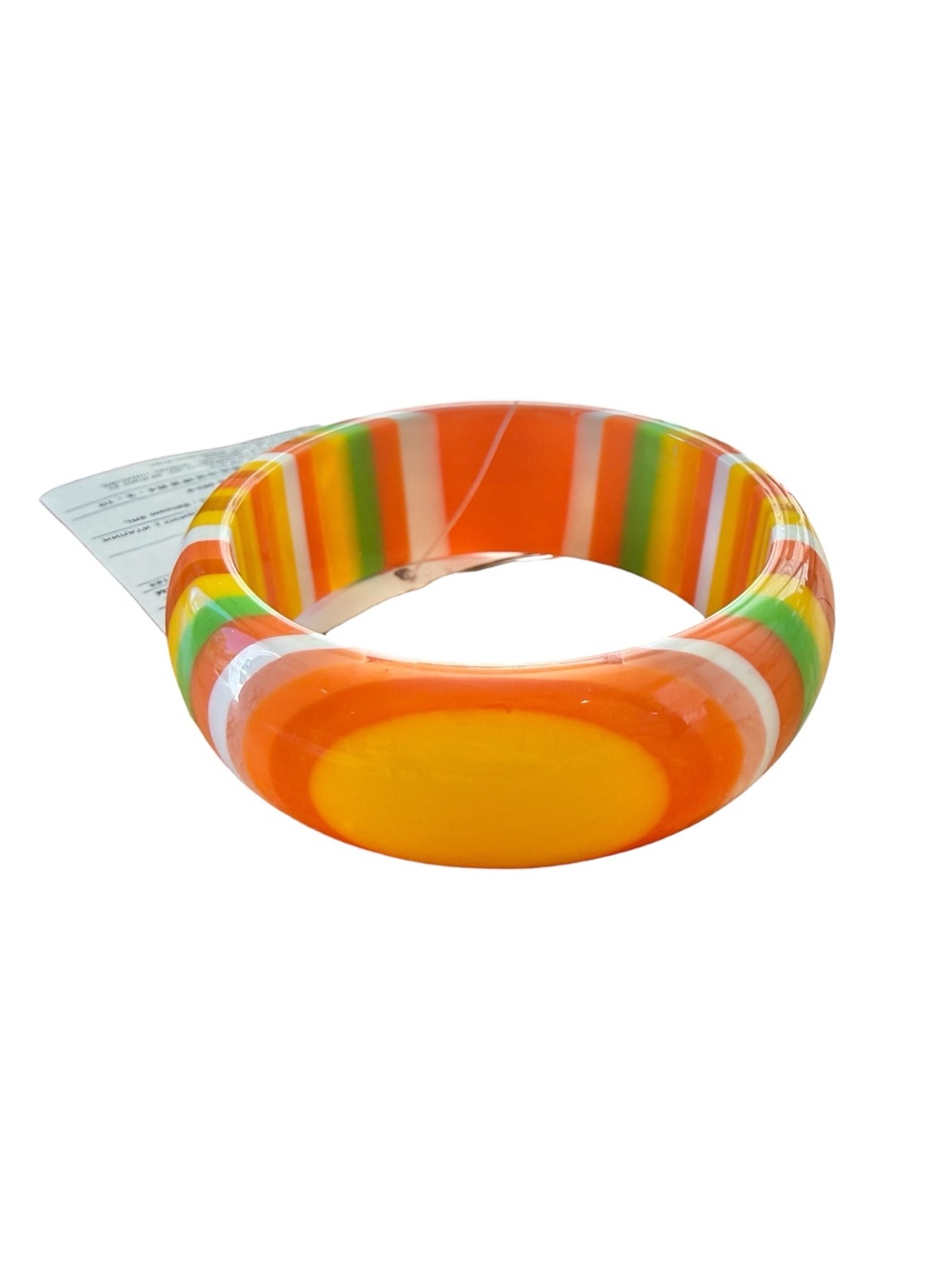 Benetton Group 2010 Chunky Acrylic Bangle Bracelet Orange Yellow Green New